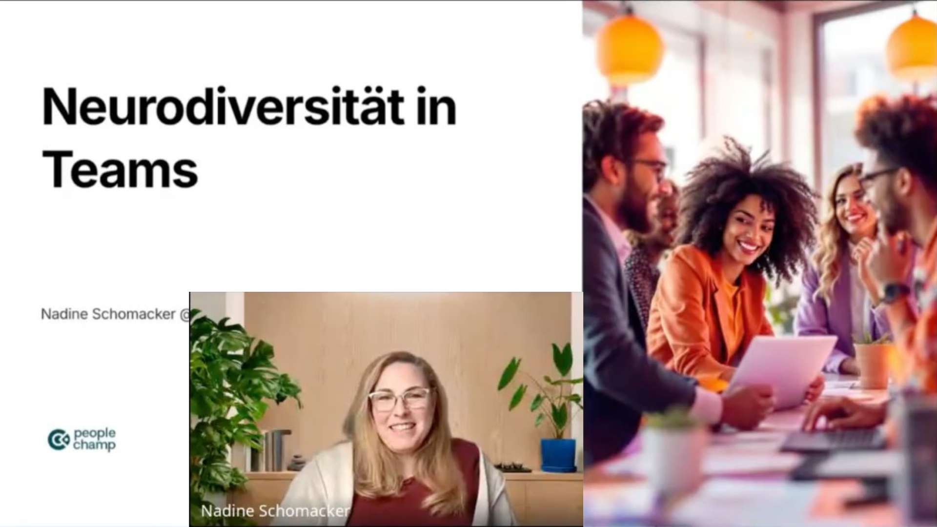 Neurodiversität in Teams: eine Präsentation mit einer Moderatorin.